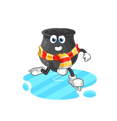 cauldron ice skiing cartoon. character mascot vector