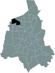 Black flat blank highlighted location map of the 
GROßER SILBERBERG DISTRICT inside gray administrative map of Magdeburg, Germany