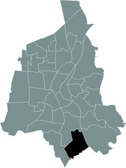 Black flat blank highlighted location map of the 
WESTERHÜSEN DISTRICT inside gray administrative map of Magdeburg, Germany