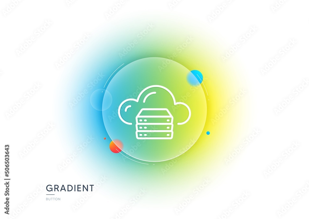 Poster cloud computing server line icon. gradient blur button with glassmorphism. internet data storage sig