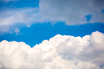 Beautiful clouds against the blue sky. Fluffy clouds, cloudy weather.