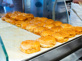 traditional street food hamburger, close up