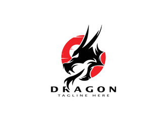 Obraz premium Dragon Logo Japanese Style. Flat Vector Design Template Element
