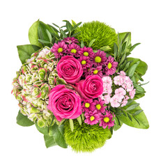 Bouquet fresh pink roses decoration white background