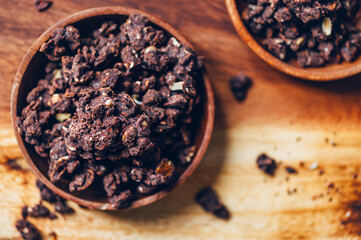 Organic Dark Chocolate Keto Nuggets, crunchy nuts and seeds, including pecans, almonds and hemp seeds coved in premium belgian dark chocolate, providing healthy snack. Gluten Free, Vegan Friendly