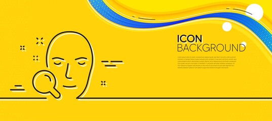 Obraz na płótnie Canvas Face search line icon. Abstract yellow background. Head recognition sign. Minimal face search line icon. Wave banner concept. Vector