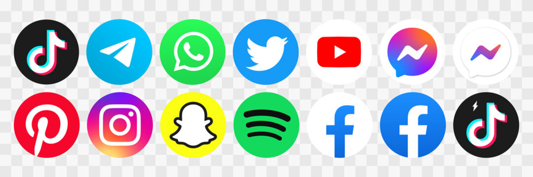 Facebook, Instagram, Twitter, Telegram, TikTok, Youtube social ...
