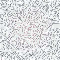 Vector seamless pattern with rose flowers pink outline on the white background. Hand drawn floral repeat ornament of blossoms in sketch style. Usable for wrapping paper, covers, textile, etc.