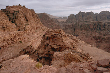 red relief sandstone mountains in Jordan    