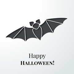 Black cutout bat. Halloween card or background