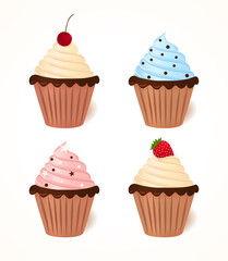 Vector set of cream cakes.
