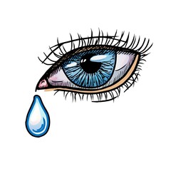 Crying eye vector illustration isolated on white background