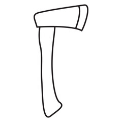 Axe with wooden handle.Element for woodworking or lumberjack.Outline vector illustration.Isolated on white background.