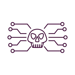 Cyber attack skull. Ransomware threat sign.Computer virus.Hacker attack Malware spread