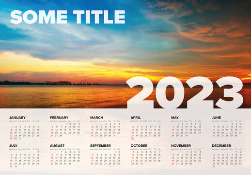 Light Full Year Calendar Layout for the Year 2023 (Sunday First Day)