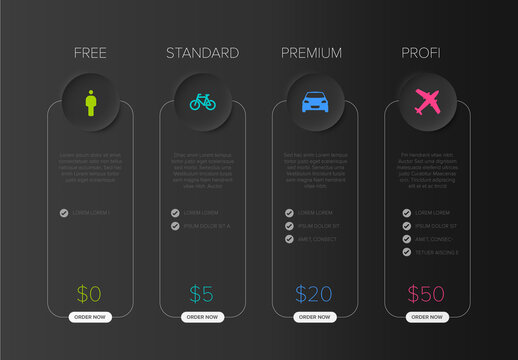 Dark Product Options Features Schema Cards Layout