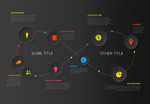 Simple Dark Infographic with Circle Icon Elements