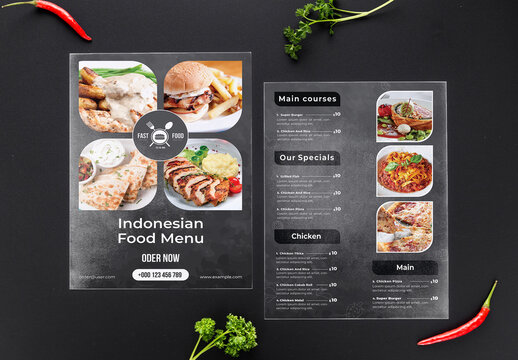 Indonesian Restaurant Food Menu Layout