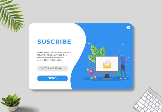 Website Banner Template of Email Marketing with Subscribe to Newsletter