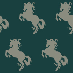 Horse pattern on a green background.