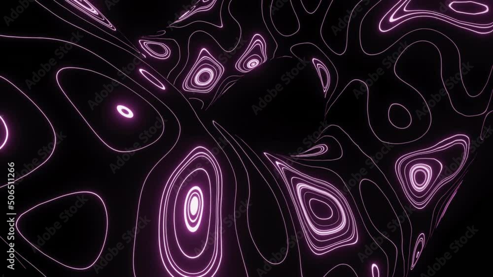 Poster abstract cyclic animation with a bended 3d shape covered by transforming stains. design. snake like 