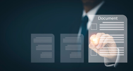 Signing electronic documents on digital documents Online, businessman with contract Electronic signature, e-signing, digital document management, paperless office, signing business contract concept,