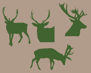 male deer mammal animal profiles with horns