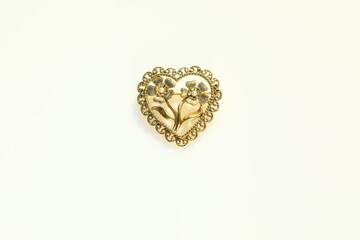 Ornate heart brooch pin vintage costume jewelry fashion accessory - obrazy, fototapety, plakaty
