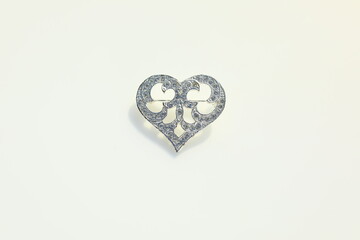 Ornate heart brooch pin vintage costume jewelry fashion accessory