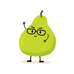 pear character. Cute and funny comic style. Flat cartoon vector illustration
