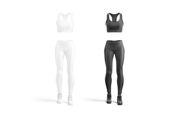 Blank black and white women sport uniform mockup, front view