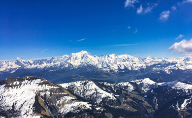 mont blanc mountain peak in snow