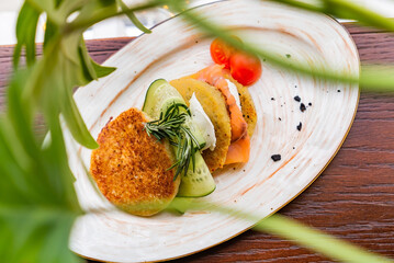 potato pancakes with salted salmon