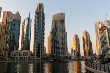 Obraz na płótnie Canvas Dubai skyscrapers photographed at sunset