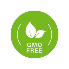 Gmo Free Green Silhouette Icon. Non Gmo Label, Only Natural Organic Product. Leaf Sign Healthy Vegan Bio Food Concept. Organic Free Gmo Logo. No Genetically Modified. Isolated Vector Illustration