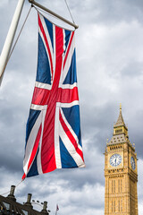 Fototapeta na wymiar Union Jack in front of Big Ben