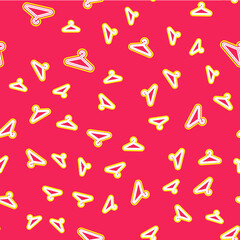 Line Hanger wardrobe icon isolated seamless pattern on red background. Cloakroom icon. Clothes service symbol. Laundry hanger sign. Vector