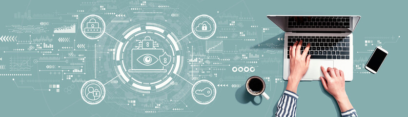 Data Privacy concept with person using a laptop computer