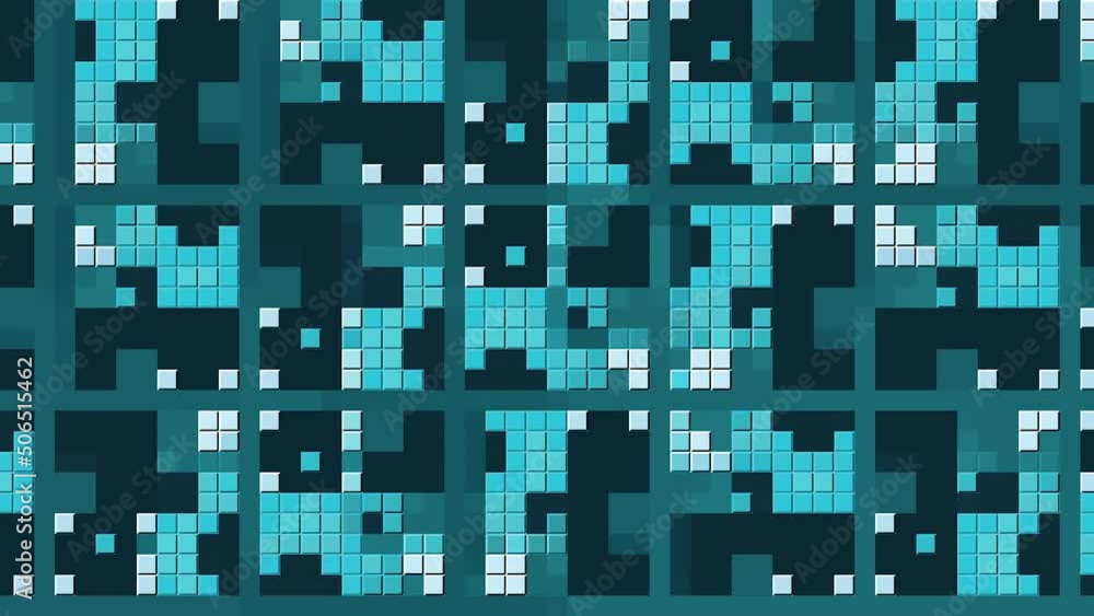 Poster squares with changing mosaic pattern. motion. beautiful disco background with mosaic squares. lots o
