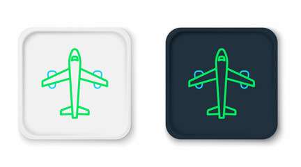 Line Plane icon isolated on white background. Flying airplane icon. Airliner sign. Colorful outline concept. Vector