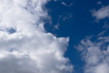 Serene white clouds and blue sky. Nature background