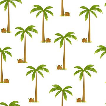 Seamless vector pattern with palm trees on white background. Can be used for wallpaper, wrapping paper, textile design
