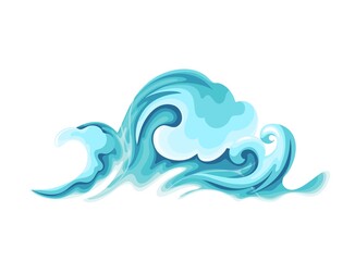 Ocean wave. Splash water motion, sea waves tide splash, with spray, marine surf wave, and sea storm element, vector illustration. - obrazy, fototapety, plakaty