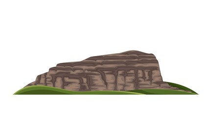 Cliff top of mesa mountain and green valley flat vector object isolated. Terrain formation type cartoon style illustration