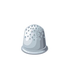 Metal thimble flat color vector object isolated. Equipment for finger protection cartoon style illustration