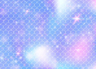 Kawaii mermaid background with princess rainbow scales pattern.