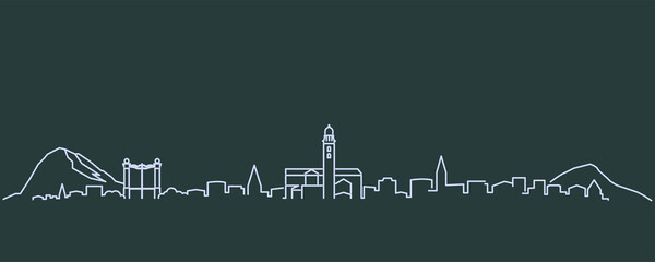 Naklejka premium Lugano Single Line Skyline Profile