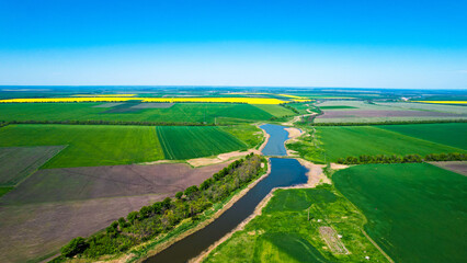 fields and river