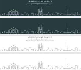 Winterthur Single Line Skyline Profile Banner - obrazy, fototapety, plakaty