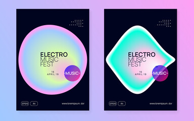 Naklejka premium Dance Banner. Fun Art For Brochure. Wavy Electronic Event. Music And Show Template. Memphis Background For Magazine Shape. Black And Turquoise Dance Banner